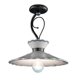 Ferroluce Vintage Deckenleuchten-Artisan Deckenleuchte aus handbemalter Keramik mit Stickereieffekt - Ravenna