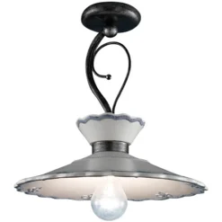 Ferroluce Vintage Deckenleuchten-Artisan Deckenleuchte aus handbemalter Keramik mit Stickereieffekt - Ravenna