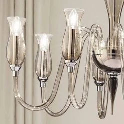 Viadurini Lighting Klassische Kronleuchter-Artisan 8-flammiger Kronleuchter aus venezianischem Rauchglas Made in Italy - Vittoria