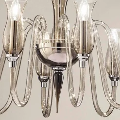 Viadurini Lighting Klassische Kronleuchter-Artisan 8-flammiger Kronleuchter aus venezianischem Rauchglas Made in Italy - Vittoria