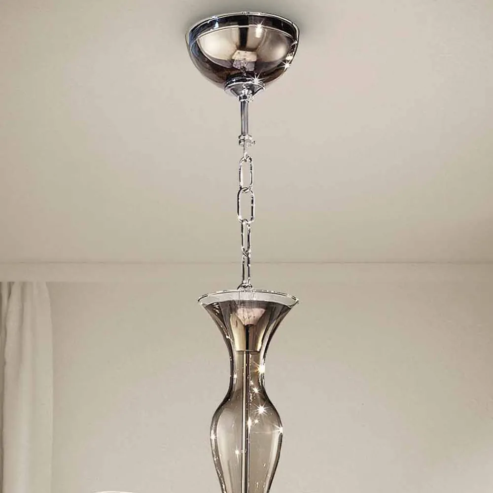Viadurini Lighting Klassische Kronleuchter-Artisan 8-flammiger Kronleuchter aus venezianischem Rauchglas Made in Italy - Vittoria