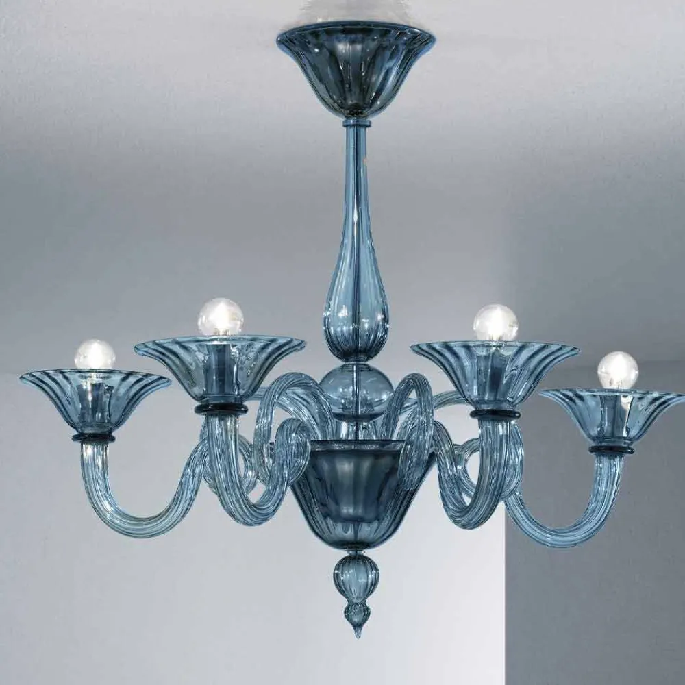 Viadurini Lighting Klassische Kronleuchter-Artisan Glass Kronleuchter mit 5 Lichtern aus Venedig, Made in Italy - Margherita