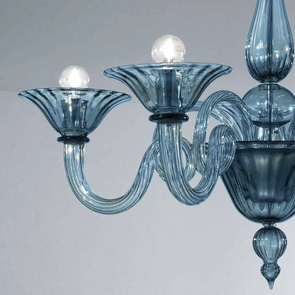 Viadurini Lighting Klassische Kronleuchter-Artisan Glass Kronleuchter mit 5 Lichtern aus Venedig, Made in Italy - Margherita