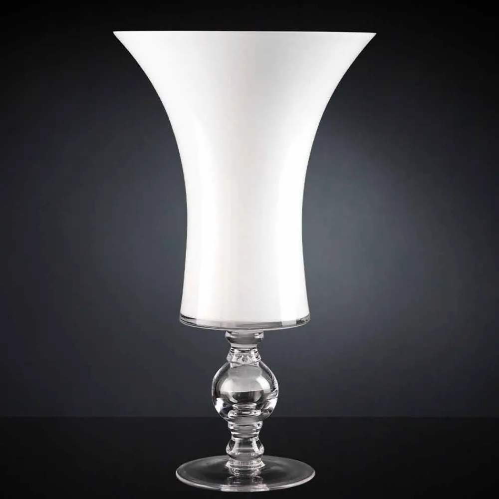 Viadurini Living Deko Vasen-Artisan Vase aus weißem mundgeblasenem Glas oder 24 Karat Gold Made in Italy - Canberra