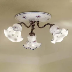 Ferroluce Vintage Deckenleuchten-Artisan Vintage Deckenlampe aus Eisen und handbemalter Keramik - Chieti