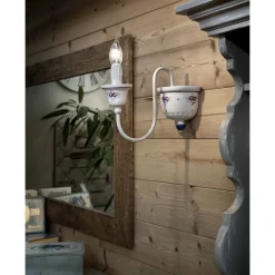 Ferroluce Vintage Wandleuchten-Artisan Wandleuchte aus Keramik und handbemaltem Messing - Sanremo