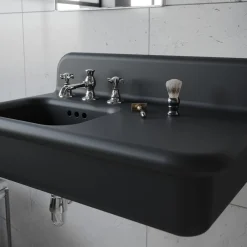 Viadurini Bathroom Vintage Waschbecken-Asymmetrisches Badezimmerwaschbecken aus Keramik mit Objektablage – Giusy