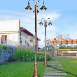 Viadurini Lighting Gartenlampion-Außen drei Lichter Laternenpfahl aus Aluminium, hergestellt in Italien, Anusca