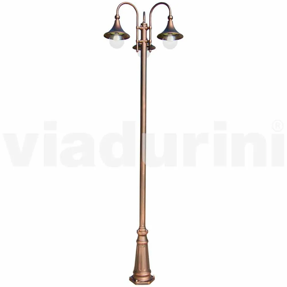 Viadurini Lighting Gartenlampion-Außen drei Lichter Laternenpfahl aus Aluminium, hergestellt in Italien, Anusca