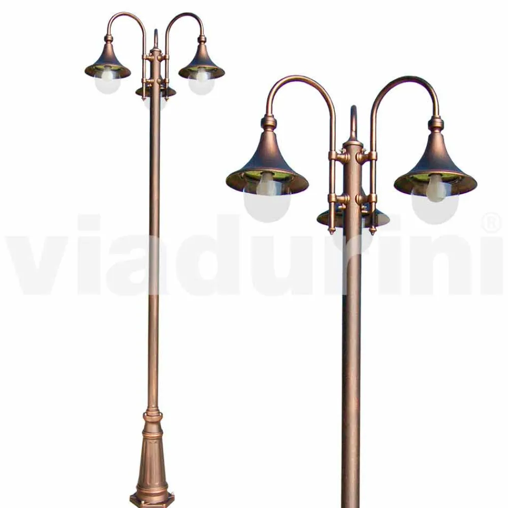 Viadurini Lighting Gartenlampion-Außen drei Lichter Laternenpfahl aus Aluminium, hergestellt in Italien, Anusca