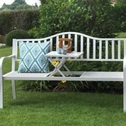 Viadurini in the Garden Gartenbänke-Außenbank aus Metall mit einziehbarem Tisch - Graffetta