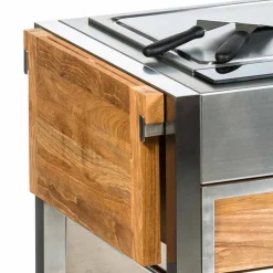 Viadurini in the Garden Outdoor Küchen-Außenküche auf Rädern aus Stahl und Holz mit Teppanyaki - Buoncalliope