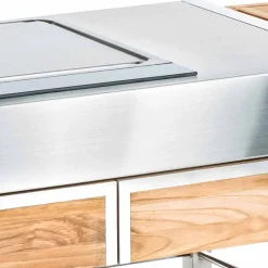 Viadurini in the Garden Outdoor Küchen-Außenküche auf Rädern aus Stahl und Holz mit Teppanyaki - Buoncalliope