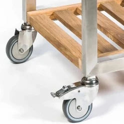 Viadurini in the Garden Outdoor Küchen-Außenküche auf Rädern aus Stahl und Holz mit Teppanyaki - Buoncalliope