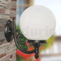 Viadurini Lighting Garten-Wandlampen-Außenlampe aus Aluminium mit opaler Acrylkugel - Trovaanthrazit