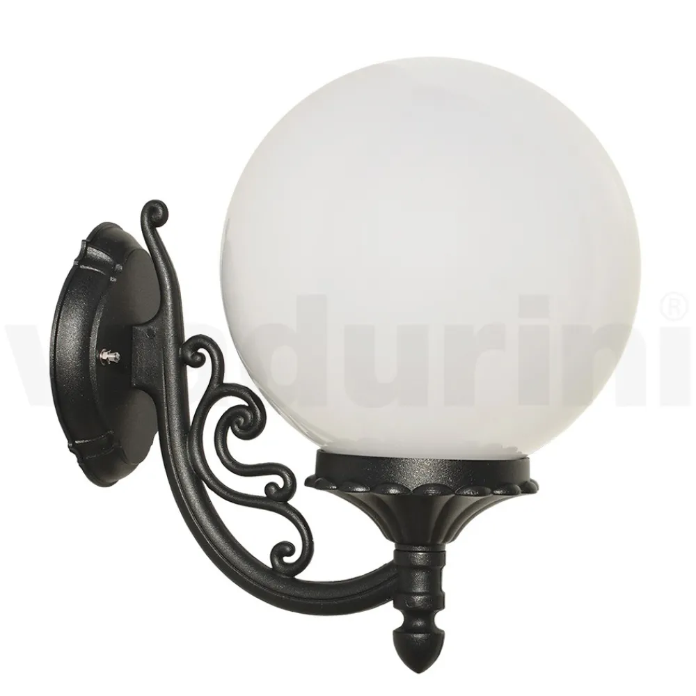 Viadurini Lighting Garten-Wandlampen-Außenlampe aus Aluminium mit opaler Acrylkugel - Trovaanthrazit