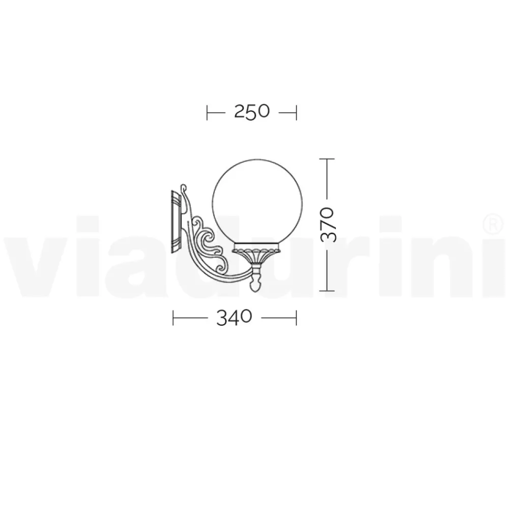 Viadurini Lighting Garten-Wandlampen-Außenlampe aus Aluminium mit opaler Acrylkugel - Trovaanthrazit