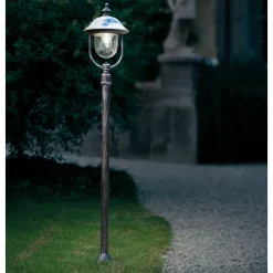 Ferroluce Gartenlampion-Außenlaterne aus handbemaltem Aluminium mit Blumendekoration - Bari