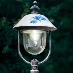 Ferroluce Gartenlampion-Außenlaterne aus handbemaltem Aluminium mit Blumendekoration - Bari