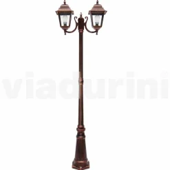 Viadurini Lighting Gartenlampion-Außenleuchte mit zwei Leuchten aus Aluminium, hergestellt in Italien, Aquilina