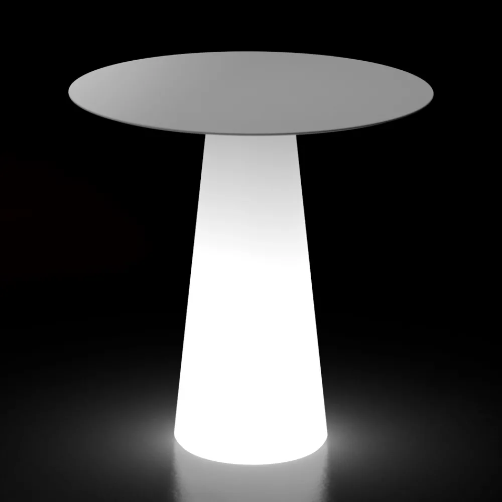 Viadurini in the Garden Lichtmöbel|Garten Beistelltisch-Außenleuchttisch mit LED-Lichtbasis und runder Platte Made in Italy - Forlina