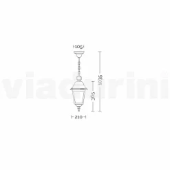 Viadurini Lighting Pendelleuchten Vintage-Außenpendelleuchte aus Aluminium, hergestellt in Italien, Aquilina