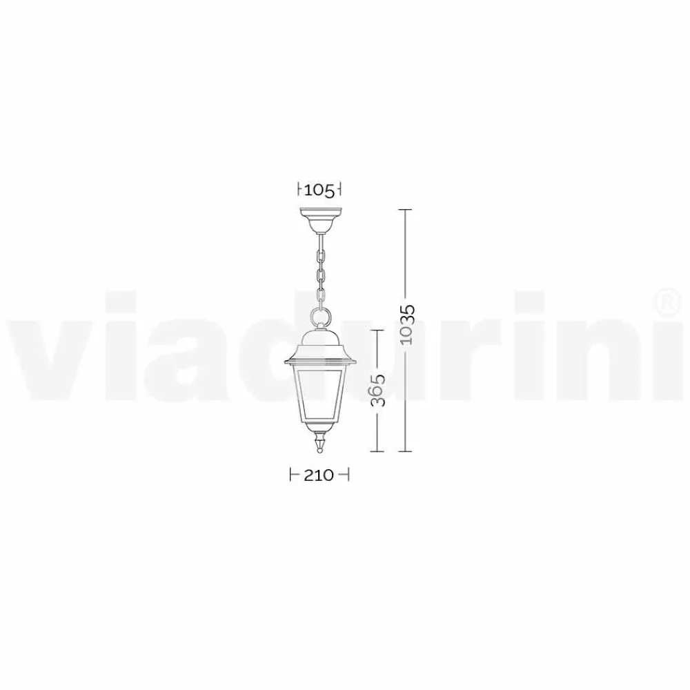 Viadurini Lighting Pendelleuchten Vintage-Außenpendelleuchte aus Aluminium, hergestellt in Italien, Aquilina
