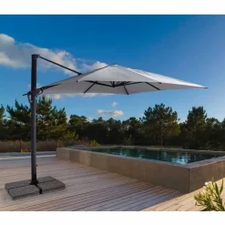 Viadurini in the Garden Gartenschirm-Außenschirm 4x4 aus hellgrauem Polyester und Aluminium - Daniel