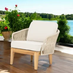 Viadurini in the Garden Holzsessel-Außensessel aus Teakholz und Polyethylengewebe - Jhon