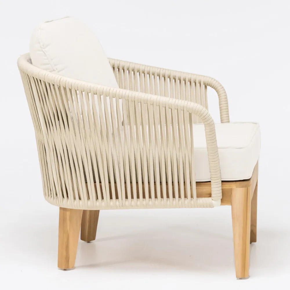 Viadurini in the Garden Holzsessel-Außensessel aus Teakholz und Polyethylengewebe - Jhon