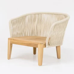 Viadurini in the Garden Holzsessel-Außensessel aus Teakholz und Polyethylengewebe - Jhon