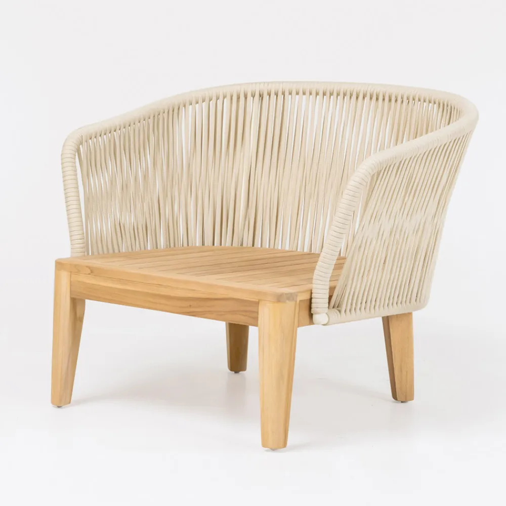 Viadurini in the Garden Holzsessel-Außensessel aus Teakholz und Polyethylengewebe - Jhon