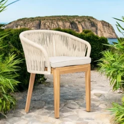 Viadurini in the Garden Holzsessel-Außensessel aus Teakholz und Polyethylengewebe - Jhon