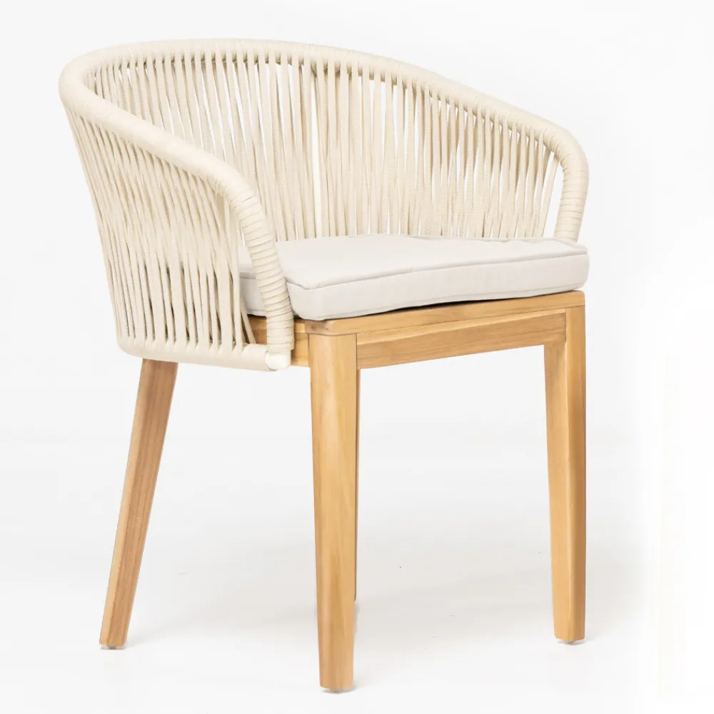 Viadurini in the Garden Holzsessel-Außensessel aus Teakholz und Polyethylengewebe - Jhon