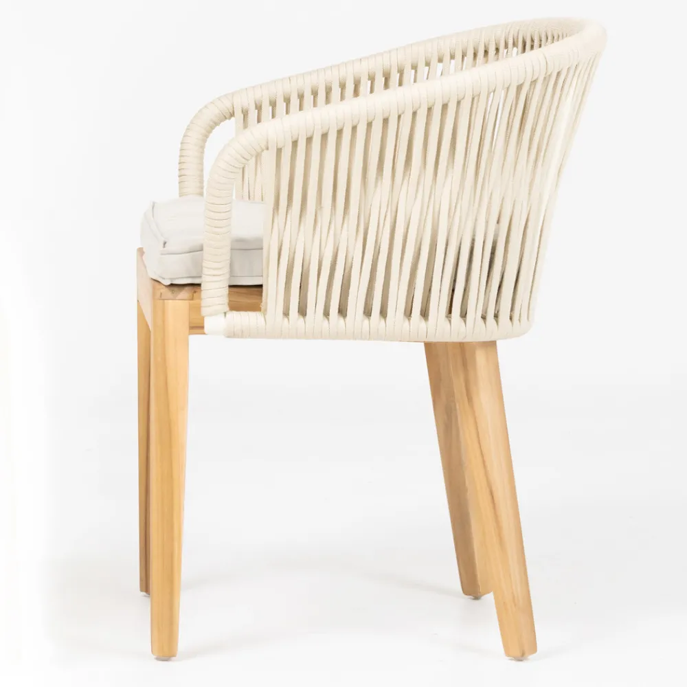 Viadurini in the Garden Holzsessel-Außensessel aus Teakholz und Polyethylengewebe - Jhon