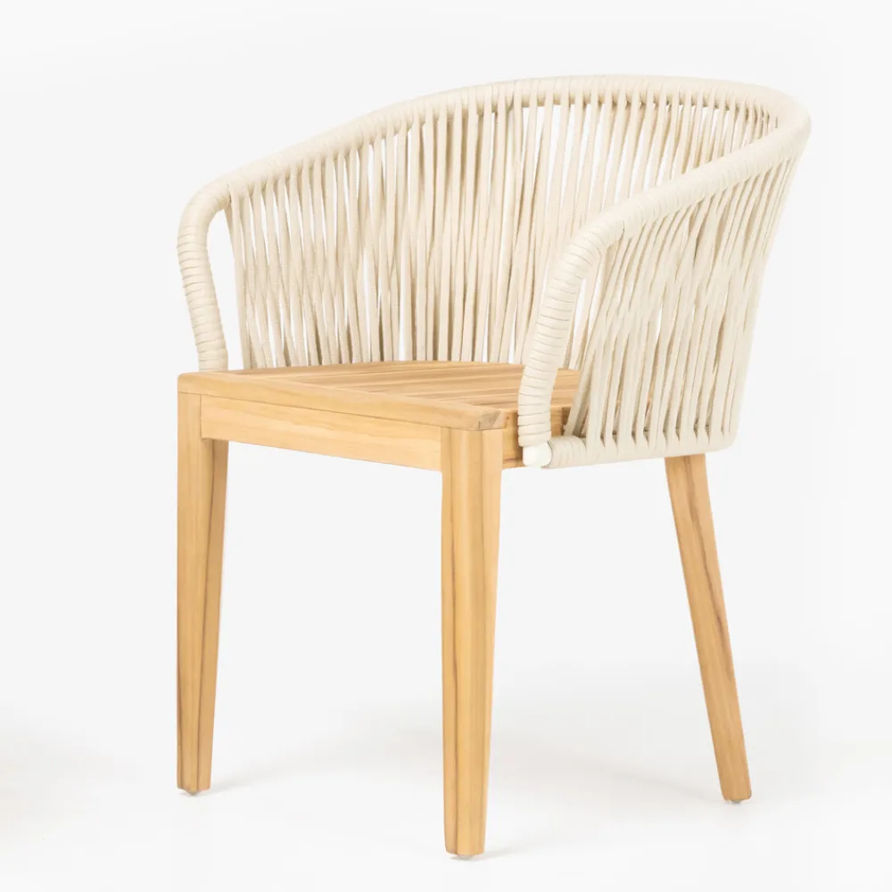 Viadurini in the Garden Holzsessel-Außensessel aus Teakholz und Polyethylengewebe - Jhon