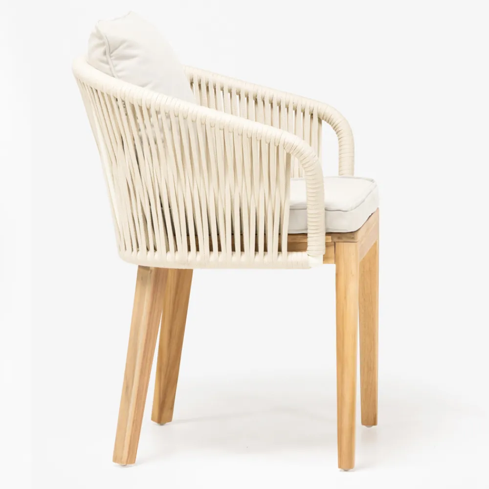 Viadurini in the Garden Holzsessel-Außensessel aus Teakholz und Polyethylengewebe - Jhon