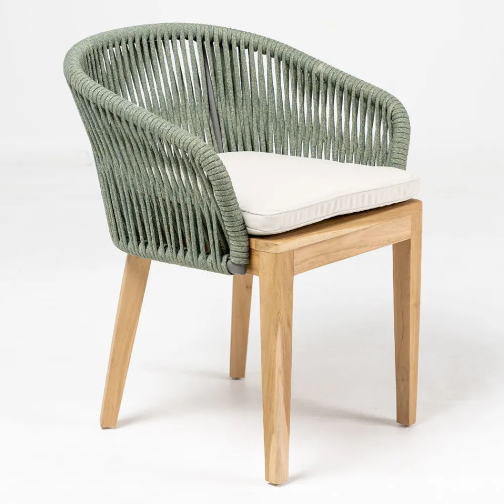 Viadurini in the Garden Holzsessel-Außensessel aus Teakholz und Polyethylengewebe - Jhon