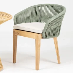 Viadurini in the Garden Holzsessel-Außensessel aus Teakholz und Polyethylengewebe - Jhon