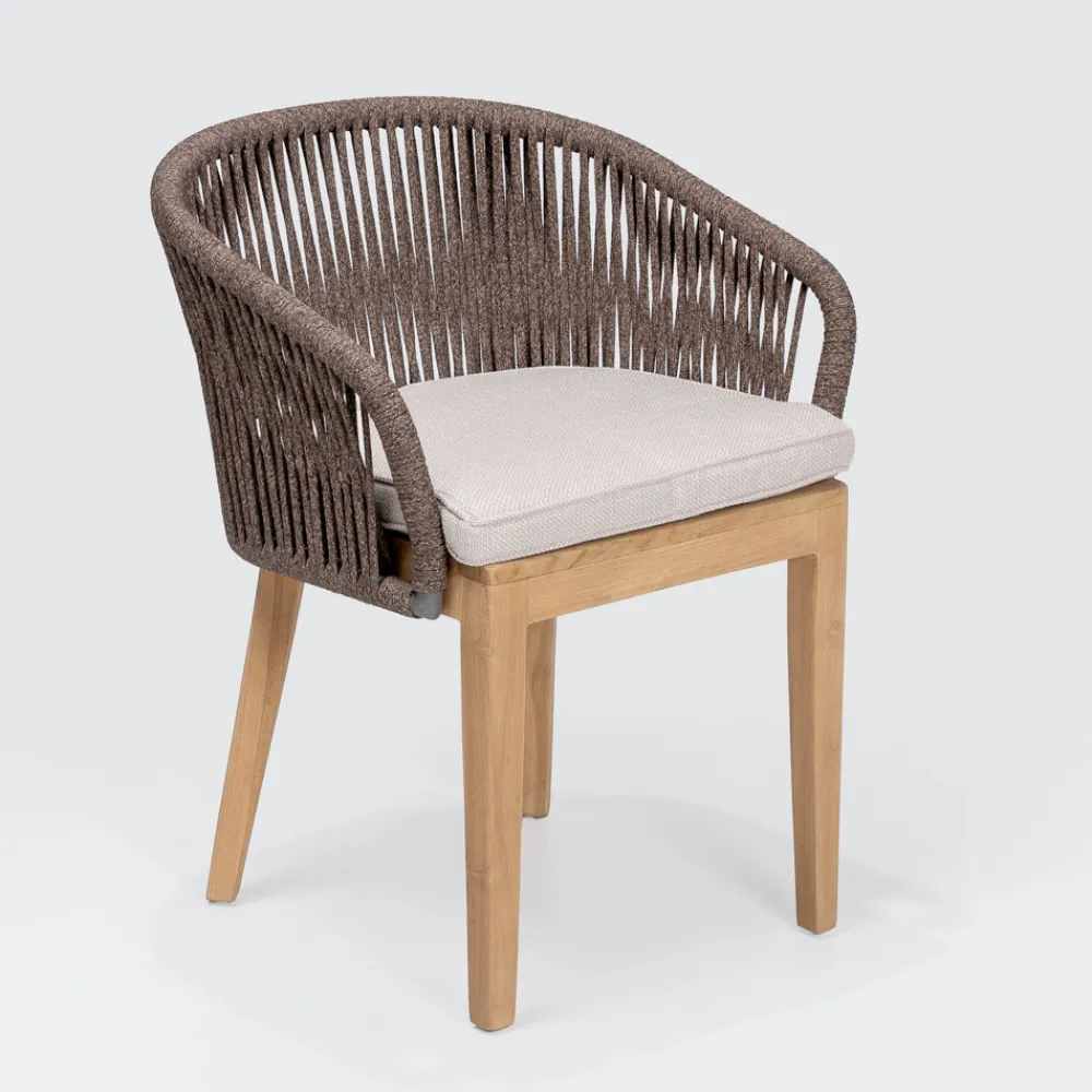 Viadurini in the Garden Holzsessel-Außensessel aus Teakholz und Polyethylengewebe - Jhon