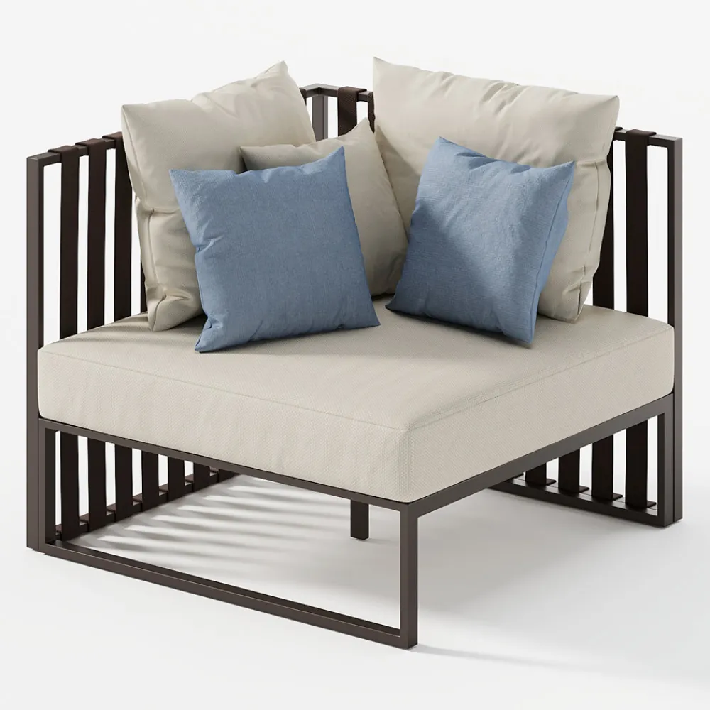 Viadurini in the Garden Gartensofas-Außensessel mit rechter Ecke aus Aluminium und Gurten Made in Italy - Juliediv