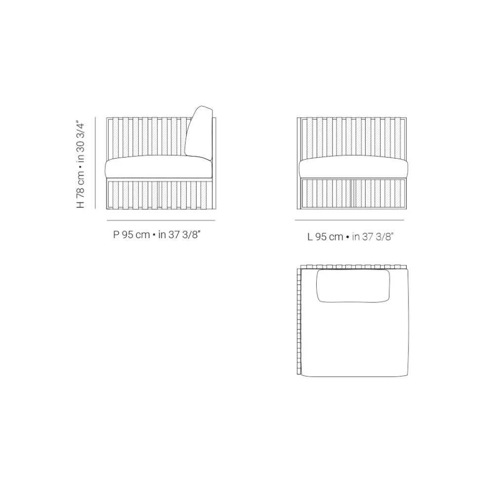 Viadurini in the Garden Gartensofas-Außensessel mit rechter Ecke aus Aluminium und Gurten Made in Italy - Juliediv