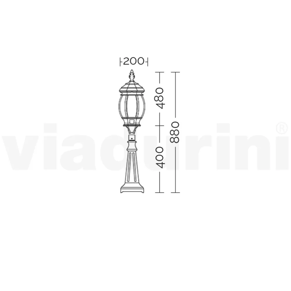 Viadurini Lighting Gartenlampion-Außenstehlampe im Vintage-Stil aus Aluminium, hergestellt in Italien – Leona