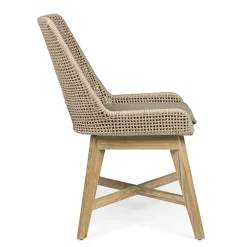 Viadurini in the Garden Gartenstühle Holz-Außenstuhl aus Seil und Stoff mit Teakholzsockel, Homemotion 2 Stück - Lesya