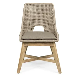 Viadurini in the Garden Gartenstühle Holz-Außenstuhl aus Seil und Stoff mit Teakholzsockel, Homemotion 2 Stück - Lesya