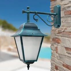 Viadurini Lighting Gartenlaternen-Außenwandlaterne aus Aluminium und sandgestrahltem Glas - Alchemist