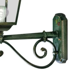 Ferroluce Garten-Wandlampen-Außenwandleuchte Aluminium Grün Gold und handbemalte Blumen - Gorizia