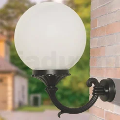 Viadurini Lighting Garten-Wandlampen-Außenwandleuchte aus Aluminium mit opaler Acrylkugel - Trovaanthrazit