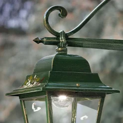 Ferroluce Garten-Wandlampen-Außenwandleuchte aus goldgrünem Aluminium mit handgemalten Blumen - Gorizia