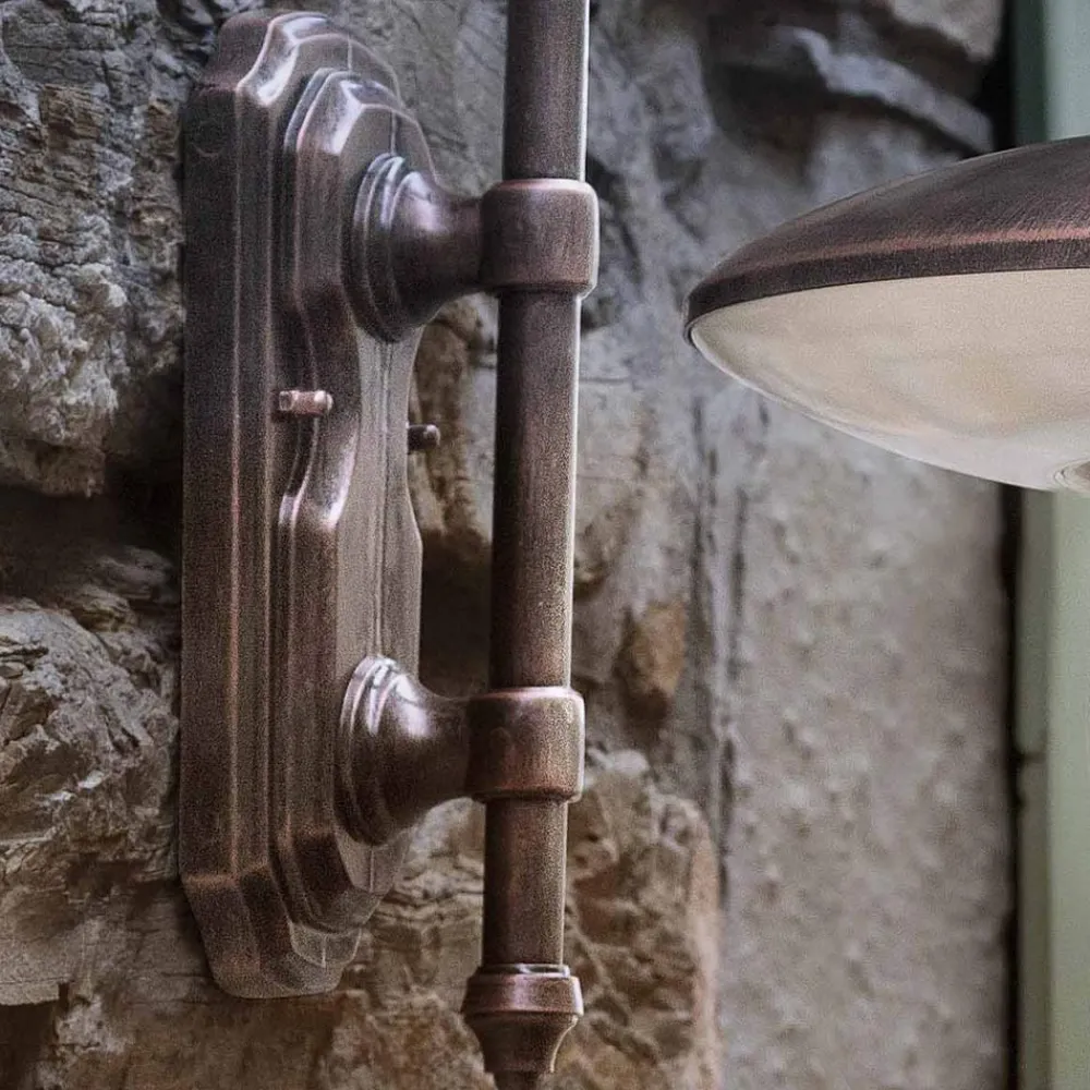 Ferroluce Garten-Wandlampen-Außenwandleuchte aus schwarzem Aluminium und handgemalten Blumen - Latina